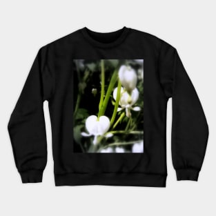 white bleeding heart macro, focal black and white Crewneck Sweatshirt